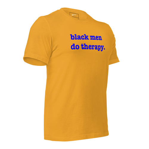 Black Men Do Therapy T-Shirt - Blue Writing