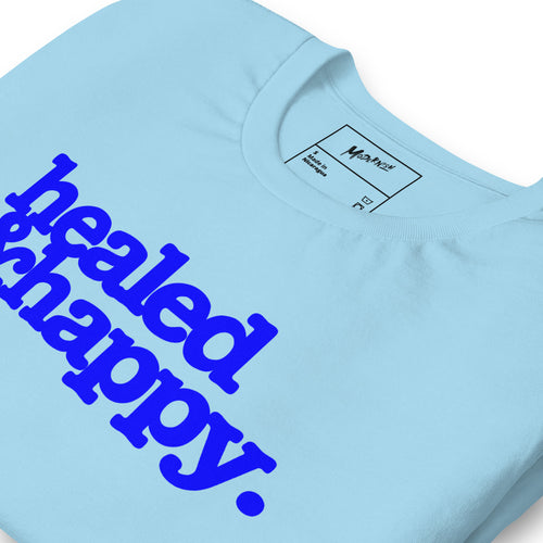 Health & Happy Unisex T-Shirt - Blue Writing