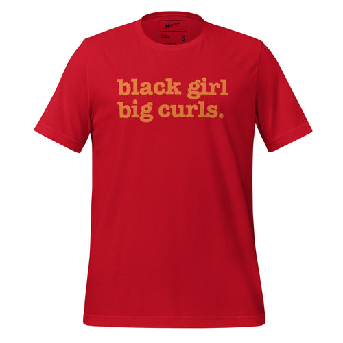 Black Girl Big Curls Unisex T-Shirt - Orange Writing