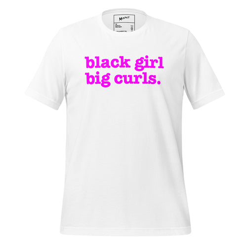 Black Girl Big Curls Unisex T-Shirt - Bright Purple Writing