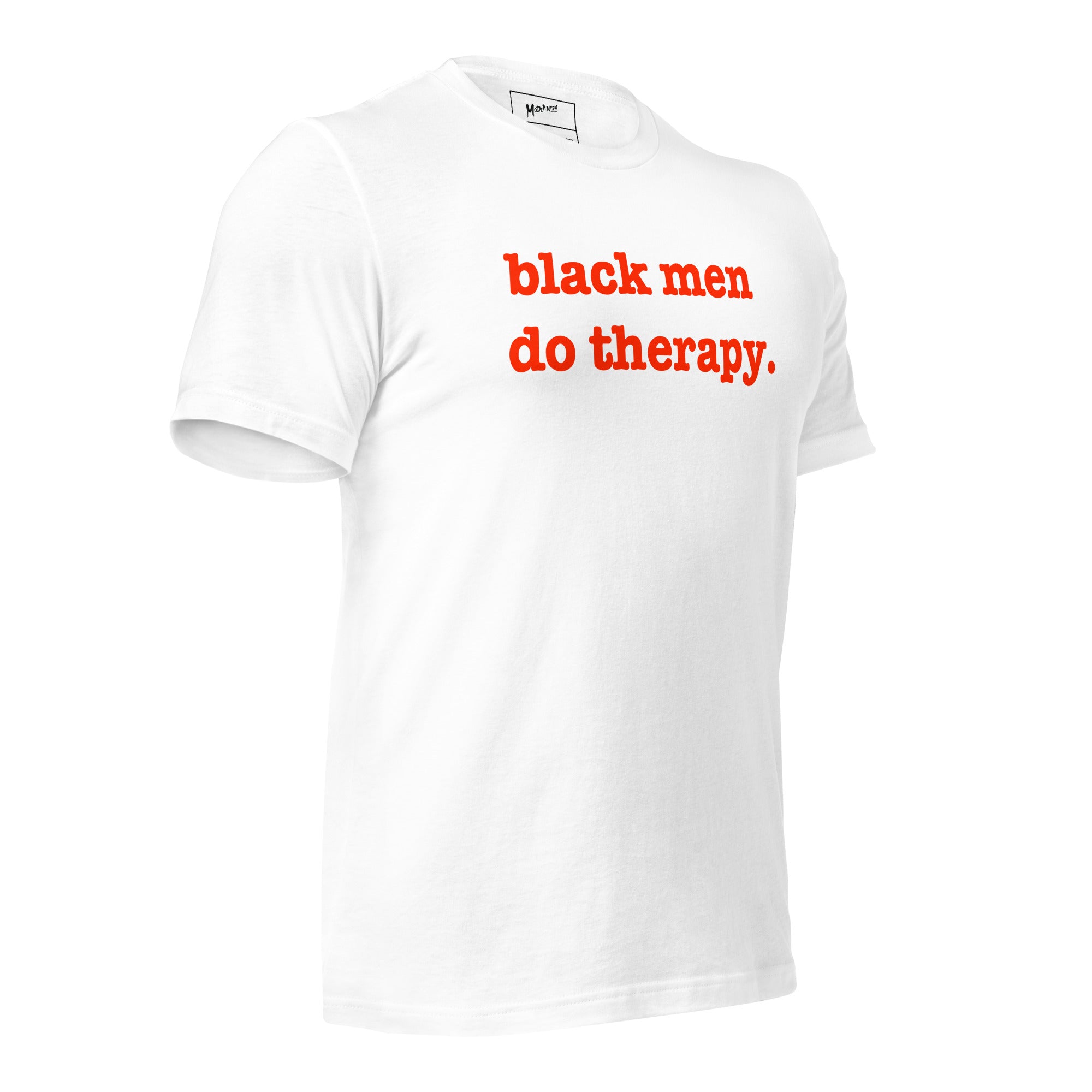 white t shirt with red writing
