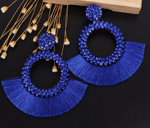 Royal Blue Tassel Earrings