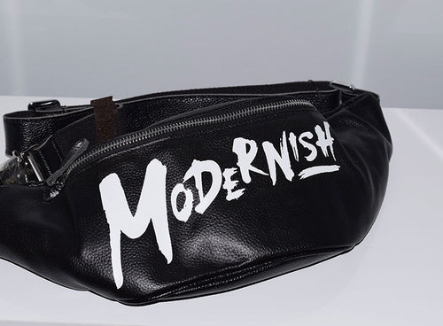 Black Leather Modernish Fanny Pack - Modern-Ish LLC